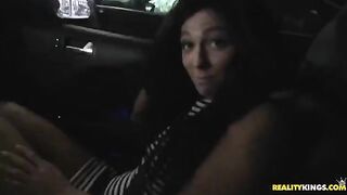 Hot brunette gets a cumshot on her face in bed