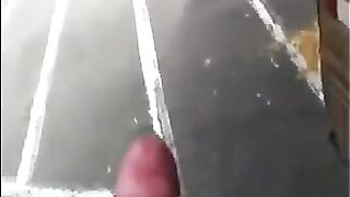 A guy came out to the street and began to play with his cock