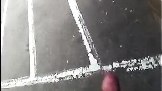 A guy came out to the street and began to play with his cock