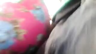 A guy masturbates on the riser while women are passing by