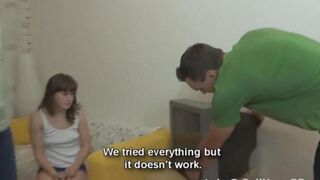 Guy fucked his stepsister on the couch and came on her