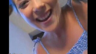The tiny babysitter with small natural tits was fucked by a midget