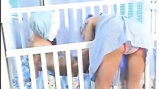 The tiny babysitter with small natural tits was fucked by a midget