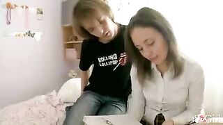 A hot student has entertaining with her classmate at her home