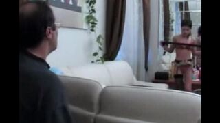 Girl in sexy clothes has sex and comes right on camera