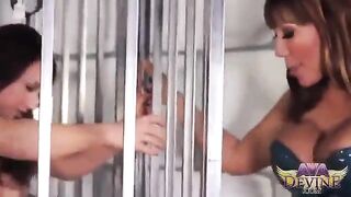 Two mature lesbians have fun while resting with a strapon