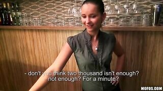Beautiful bartender agrees to sex and gets fucked hard
