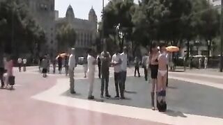 A group of hot guys fuck in public, capturing an intense blowjob scene