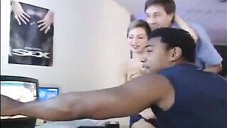 Babe was fucked in her ears by two guys with hard dicks