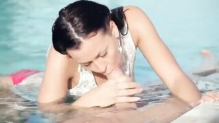 Super cute Russian beauty has sex right in the pool