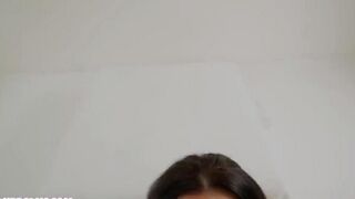 A man pours his semen on the face of a sexy woman with beautiful big tits