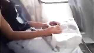 The man got up his cock and began to masturbate, looking at a pretty girl