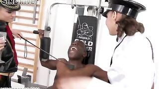 A negro man fucked two girls in their wet panties