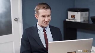 A secretary in stockings gets fucked hard by her boss in the office