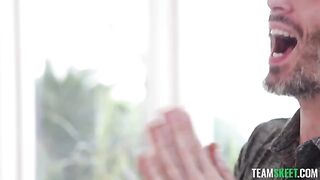 Redhead girl has no condoms, she gets cum on her pussy