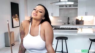 Shooting balls for big boob shots with a stunning brunette