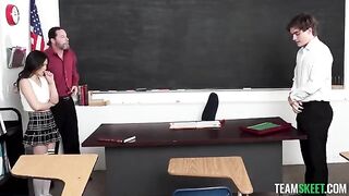 Petite beauty gets a hard cock in her tight pussy