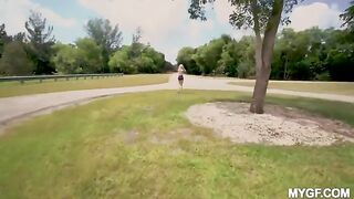 Cute sex in the park and outdoor fun for young people
