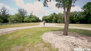 Cute sex in the park and outdoor fun for young people