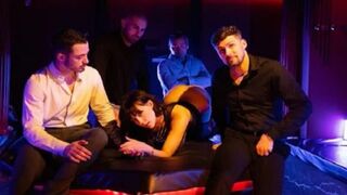 Whitney acts as a humble slave at an orgy, getting fucked by many guys
