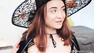 Lesbian sex in the Halloween role-playing night