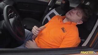 A hot girl made a mess on the car seat while driving and got fucked hard
