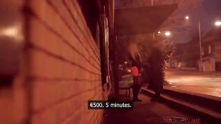 Busty blonde whore gets fucked for cash and cum