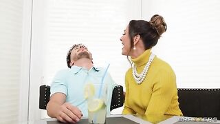 Suburban classy woman fucks like a slut and takes cum on her face