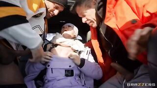 A snow angel is getting a double penetration in this hot video