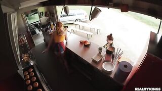 The man fucked redhead on the kitchen table