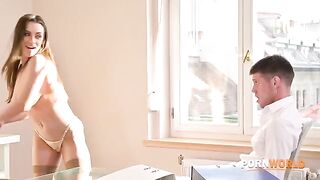 Busty boss Josephine calls employee with big dick for extra work