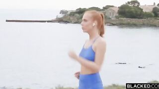 The guy won the prize in the pool and fucked a sexy girl with red hair