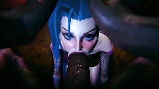 Big black cock fucks Jinx and Vi in an intense 3D scene
