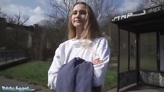 Mini Ivi Rein tries her luck with a guy while learning English in public
