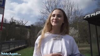 Mini Ivi Rein tries her luck with a guy while learning English in public