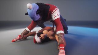 A curvy beauty is getting fucked by a werewolf this Christmas