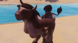 A wild cowgirl is fucking with a man in a furry scene