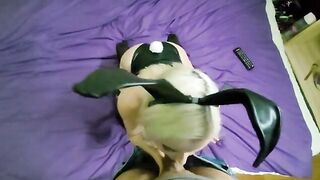 A fine lady in a bunny suit has long done blowjob