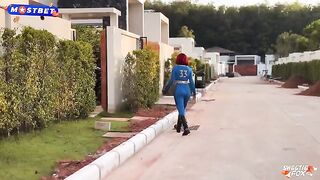 The girl loves to have sex in a costume and in all poses