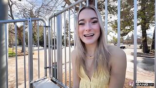 The guy is rubbing her pussy while driving, making her crazy