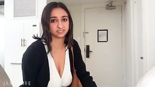 Busty coworker says NO to CONDOM during business trip - Hailey Rose