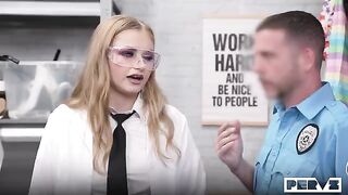 The inspection turned out too passionate for the blonde on the table