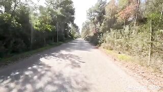 An Amazon girl saddled a guy in nature