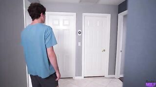 The nice woman has a big dick in her nice pussy