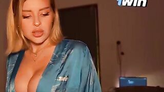 My hot stepmom plays with her creamy pussy while I jerk off