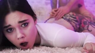 A guy is having his way with a girl's tight pussy in this hot scene