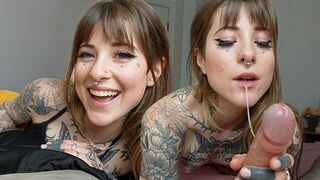 Hot tattooed girl gave me a throat blowjob