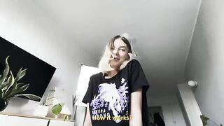 A girl demonstrates her skills in using her mouth in a steamy scene