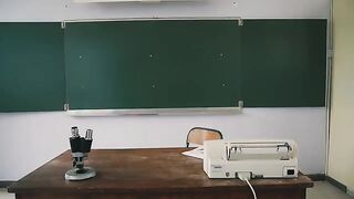 The girl is excited about attending classes with her teacher