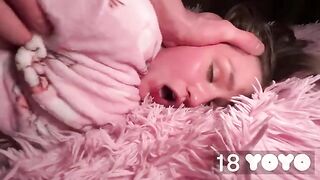 The guy did not let the distracted beauty sleep, pulling her legs